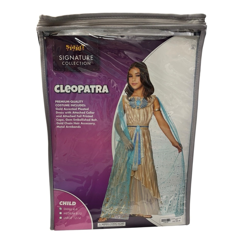 Spirit Halloween Cleopatra Costume Child Small 4-6 NWT 6‎ Piece Stunning - Picture 1 of 7